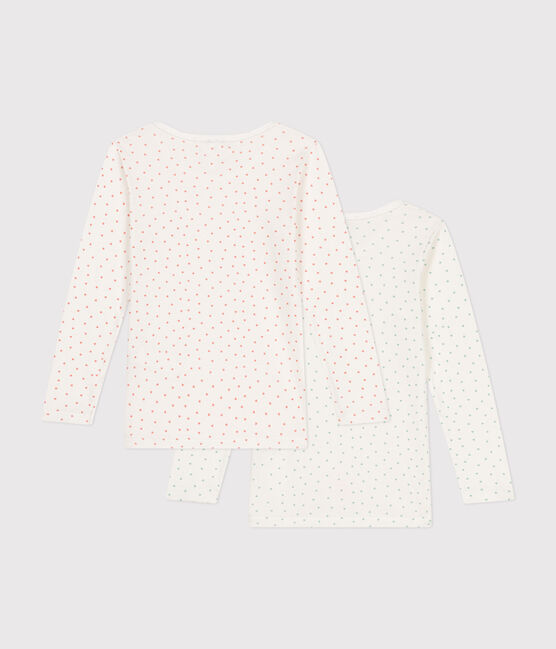 Juego de 2 camisetas de manga larga de algodón con corazón para niña variante 1