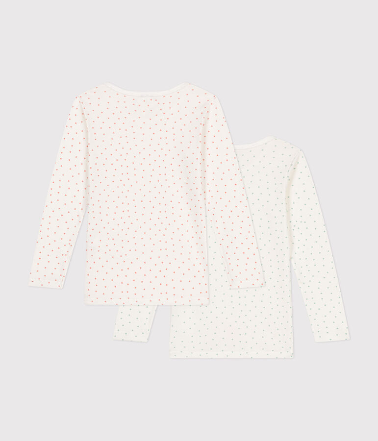 Juego de 2 camisetas de manga larga de algod&oacute;n con coraz&oacute;n para ni&ntilde;a multicolor