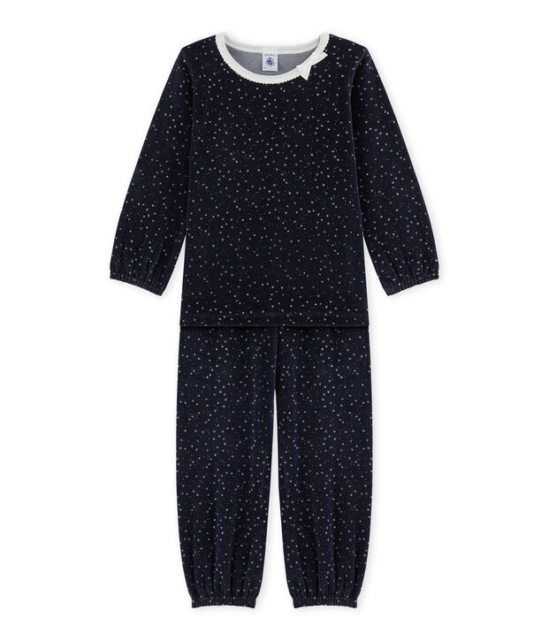 Pijama de terciopelo para ni&ntilde;a azul/gris