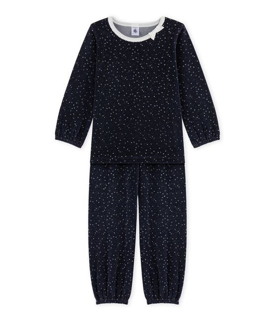 Pijama de terciopelo para niña azul SMOKING/gris ARGENT