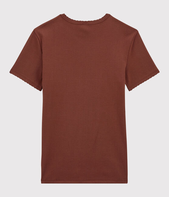 Camiseta de cuello redondo emblemática de algodón de mujer naranja MADRAS