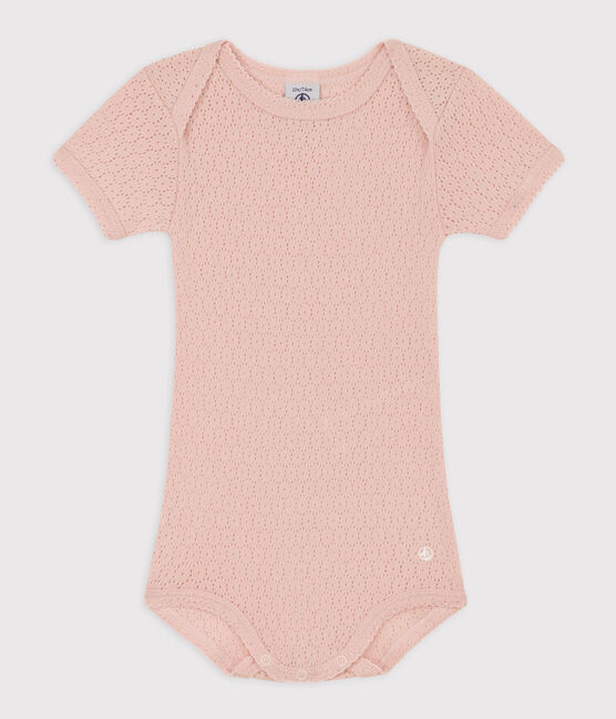 Body de punto calado de manga corta para bebé rosa SALINE