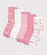 5 pares de calcetines infantiles lisos de algodón con estampado de flores