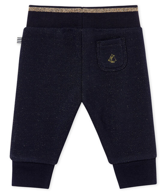 Pantalón en muletón brillante para bebé niña azul SMOKING/amarillo DORE