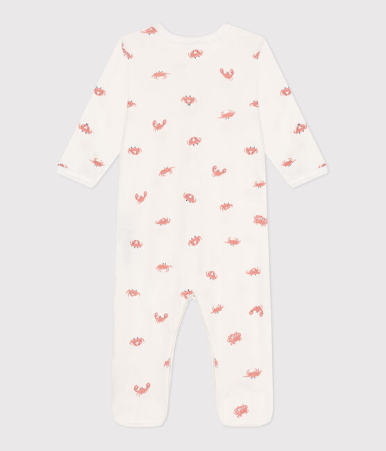 Pijama de algodón con cangrejos para bebé blanco MARSHMALLOW/blanco MULTICO