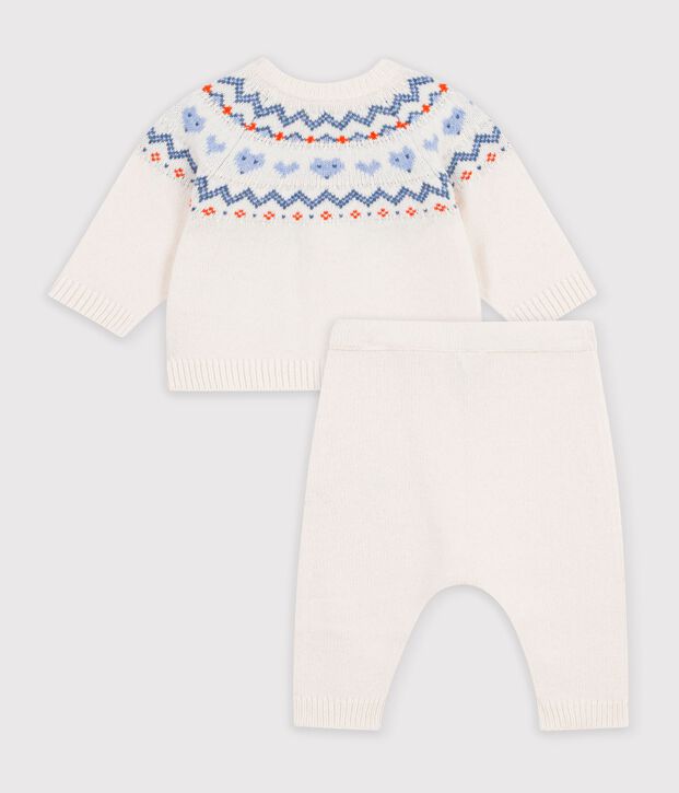 Conjunto de punto tricotado con estampado jacquard para beb&eacute; azul/azul