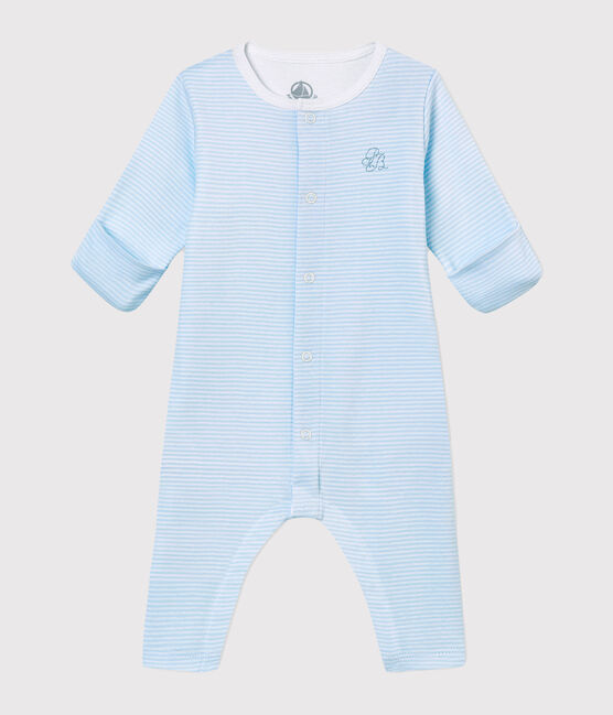 Pelele sin pies para bebé mixto con body integrado azul FRAICHEUR/blanco ECUME