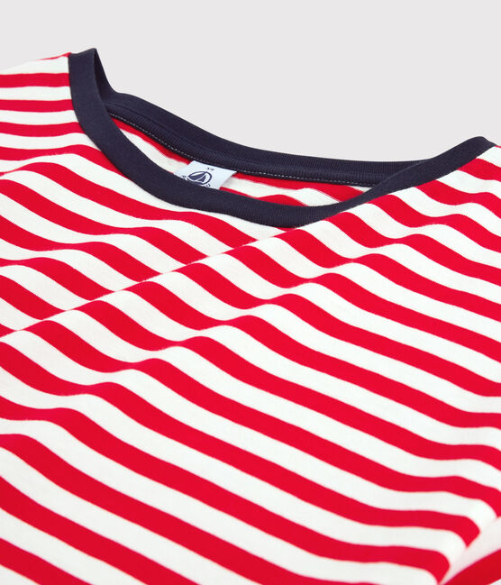 CAMISETA BOXY de algodón de mujer rojo PEPS/blanco MARSHMALLOW