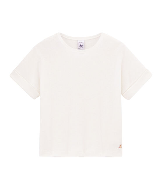 Camiseta manga corta infantil para niña blanco MARSHMALLOW