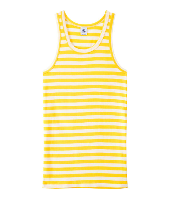 Camiseta de mujer en canalé original de rayas amarillo SHINE/blanco MARSHMALLOW