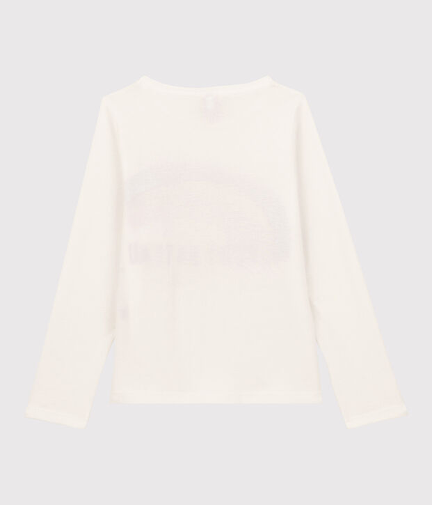 Camiseta de manga larga de algod&oacute;n de ni&ntilde;a blanco