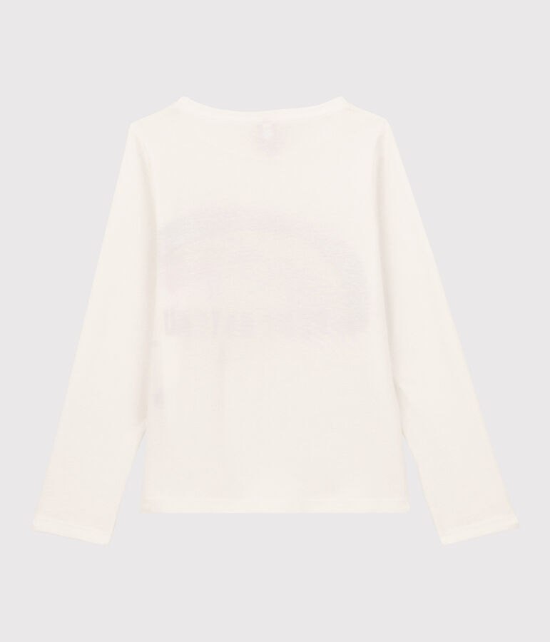 Camiseta de manga larga de algod&oacute;n de ni&ntilde;a blanco MARSHMALLOW