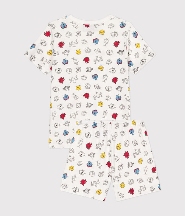 Pijama corto infantil Monsieur Madame de algod&oacute;n blanco/multicolor