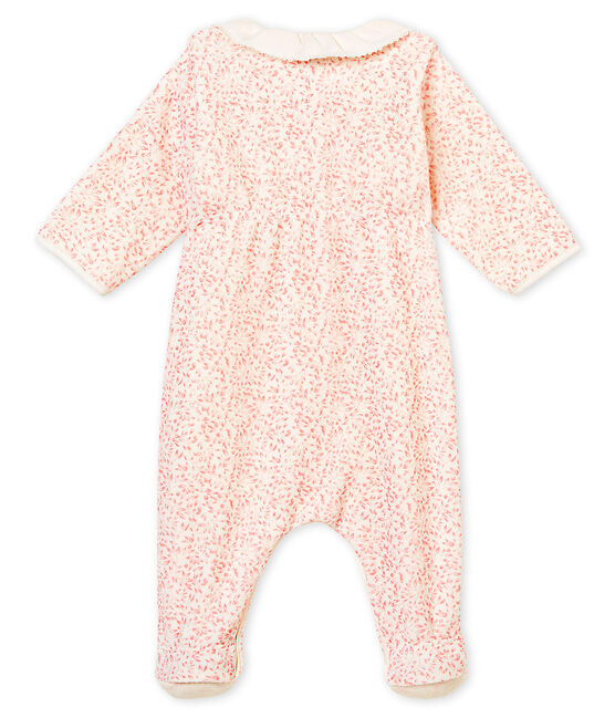 Bodypijama para bebé niña de terciopelo de algodón estampado blanco MARSHMALLOW/rosa JOLI