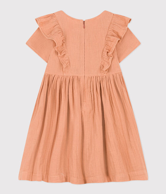 Vestido de manga corta de gasa de algodón liso para niña rosa SIENNA
