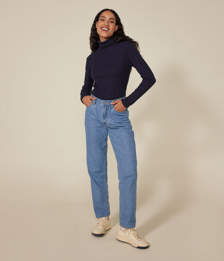 Camiseta Iconique de cuello vuelto de punto de fantas&iacute;a para mujer azul