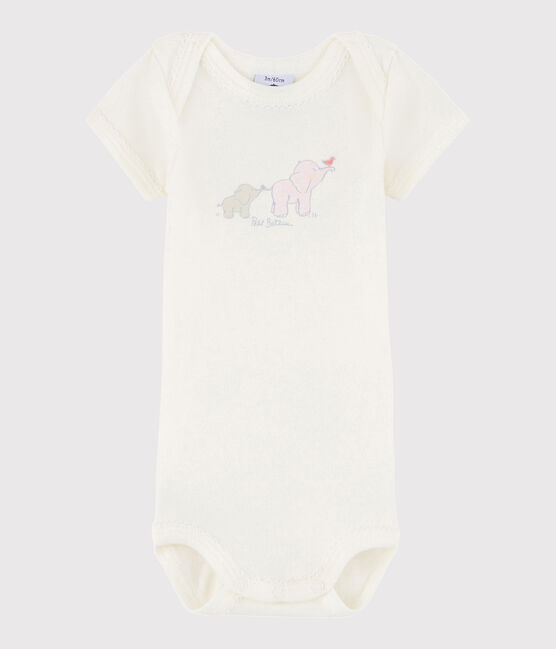 Bodi de manga corta de bebé niña blanco LAIT