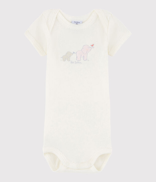 Bodi de manga corta de beb&eacute; ni&ntilde;a blanco