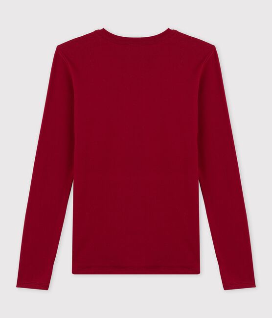 Camiseta de cuello redondo emblemática de algodón de mujer rojo SANGRIA