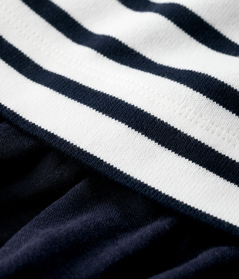 Vestido de jersey y gasa de algod&oacute;n org&aacute;nico de ni&ntilde;a blanco/azul