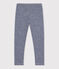 Leggings milrayas de niña/niño de lana y algodón azul MEDIEVAL/blanco MARSHMALLOW