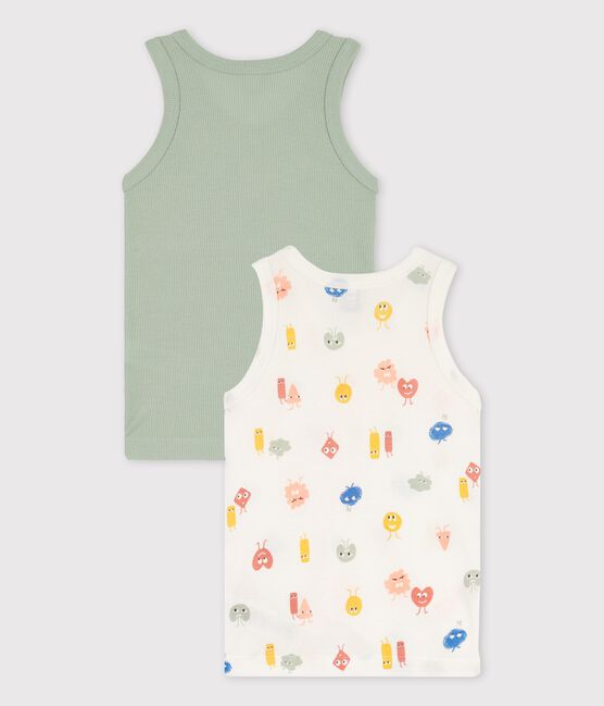 Juego de 2 camisetas de tirantes de emociones de algodón y lyocell de niño variante 1