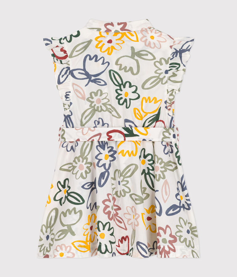 Vestido estampado de popelina sin mangas para ni&ntilde;a blanco MARSHMALLOW/blanco MULTICO