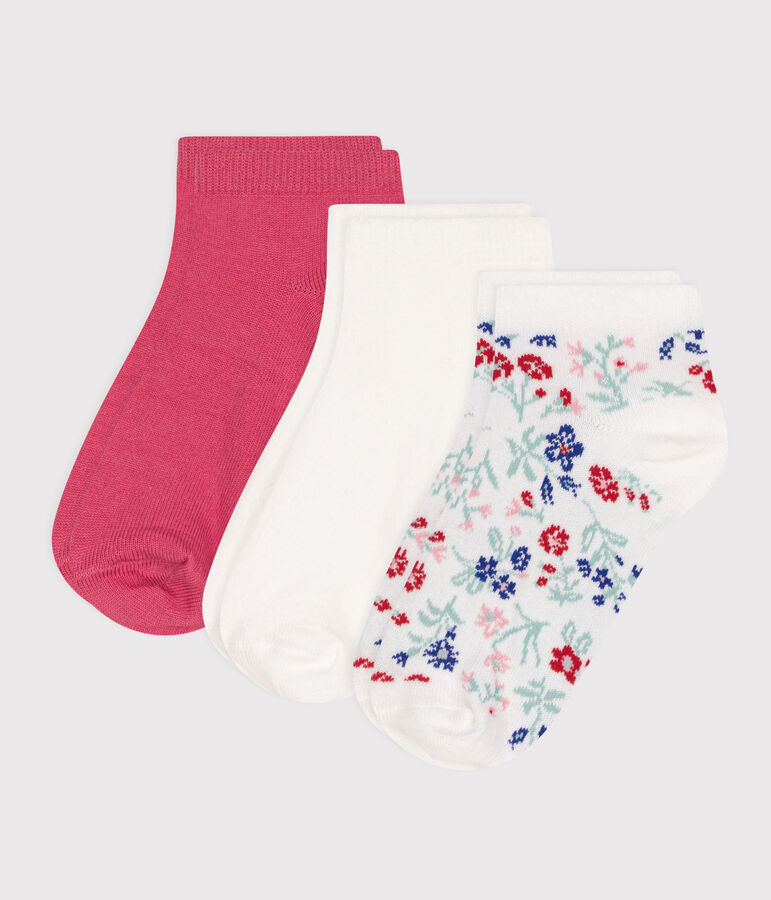 3 pares de calcetines de algod&oacute;n con estampado de flores para ni&ntilde;a multicolor
