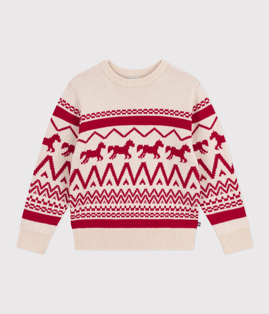 Jersey infantil de lana y algodón con estampados rojo AVALANCHE/ TERKUIT