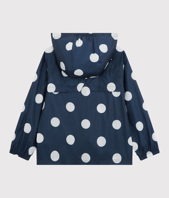 Cortavientos semilargo de poliéster reciclado de niña azul MEDIEVAL/blanco MARSHMALLOW