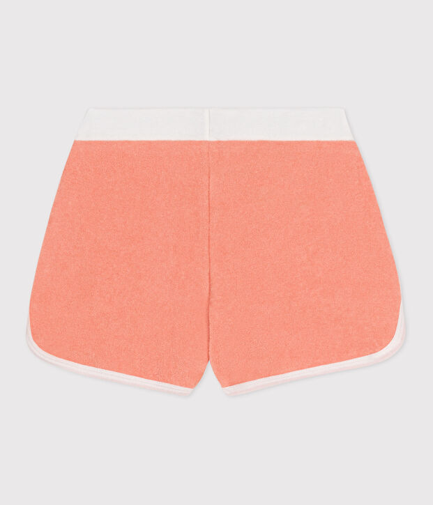 Shorts infantiles de rizo de algod&oacute;n liso naranja