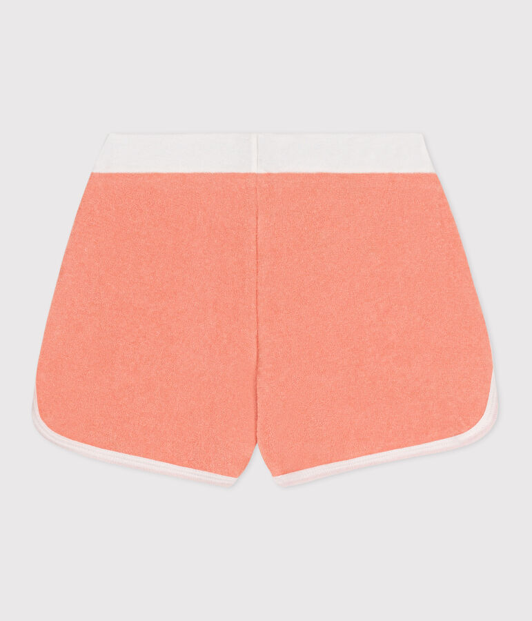 Shorts infantiles de rizo de algod&oacute;n liso naranja