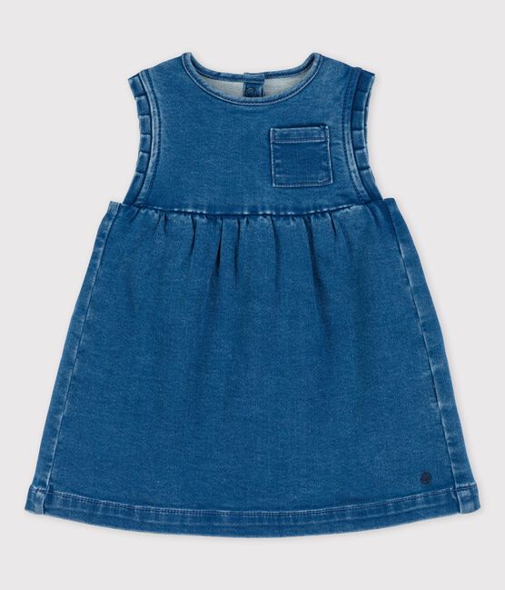Vestido de tejido vaquero ecológico de bebé azul BLEU DELAVE