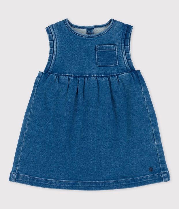 Vestido de tejido vaquero ecol&oacute;gico de beb&eacute; azul