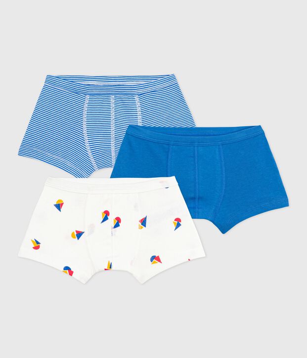 Juego de b&oacute;xeres infantiles de algod&oacute;n con ribete en la cintura y estampado de barcos multicolor
