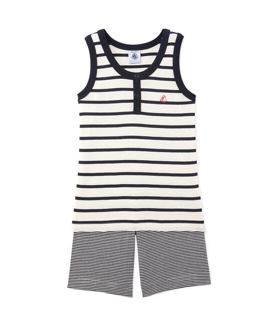 Pyjacourt garçon rayé beige COQUILLE/azul SMOKING