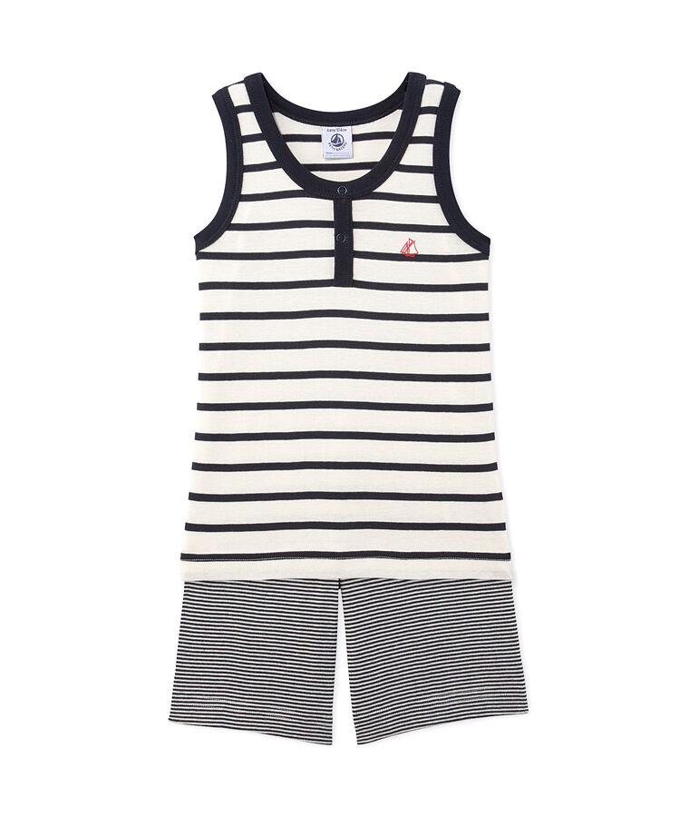 Pyjacourt gar&ccedil;on ray&eacute; beige COQUILLE/azul SMOKING