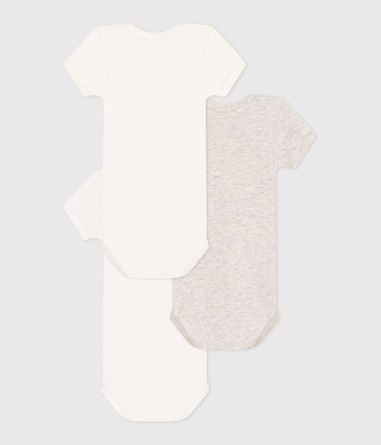 Juego de 3 bodis de algod&oacute;n de manga corta con corazoncito para beb&eacute; multicolor