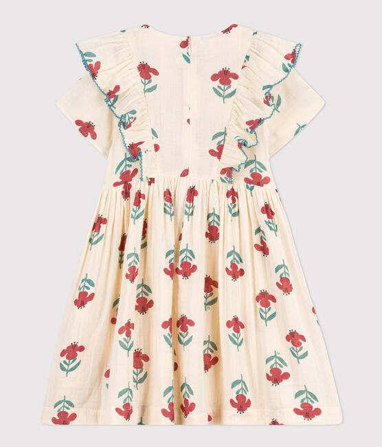 Vestido de gasa de algodón con flores para niña blanco AVALANCHE/ MULTICO
