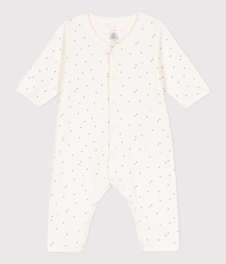 Pelele de algod&oacute;n con estrellas blanco/gris