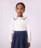 Blusa infantil lisa de manga larga de algod&oacute;n con cuello blanco