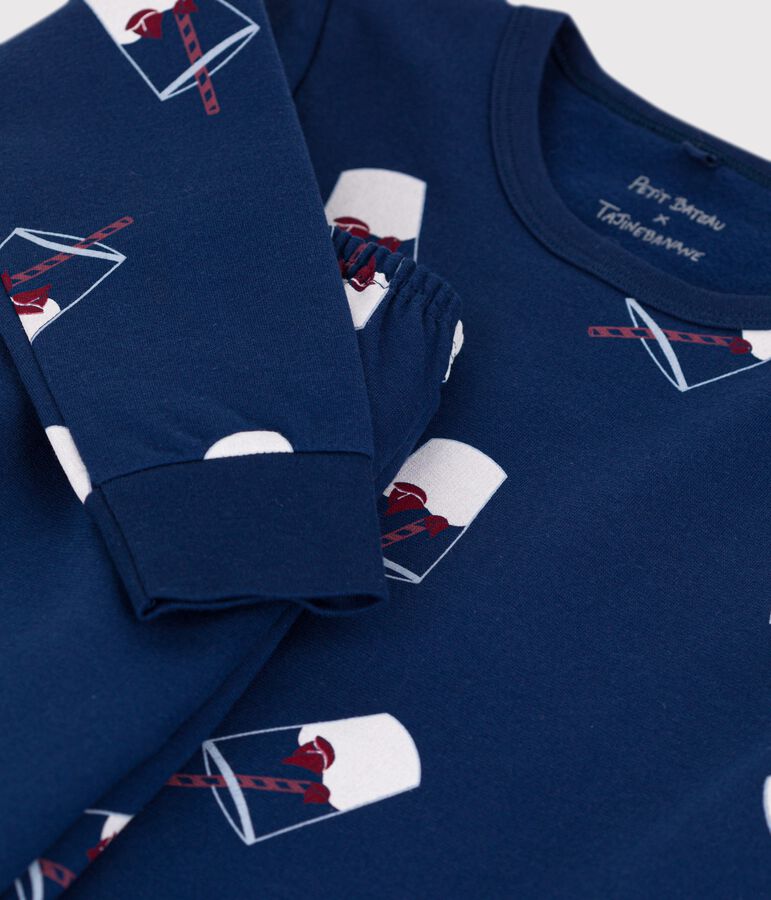 Pijama infantil de algod&oacute;n org&aacute;nico Tajinebanane x Petit Bateau azul/multicolor