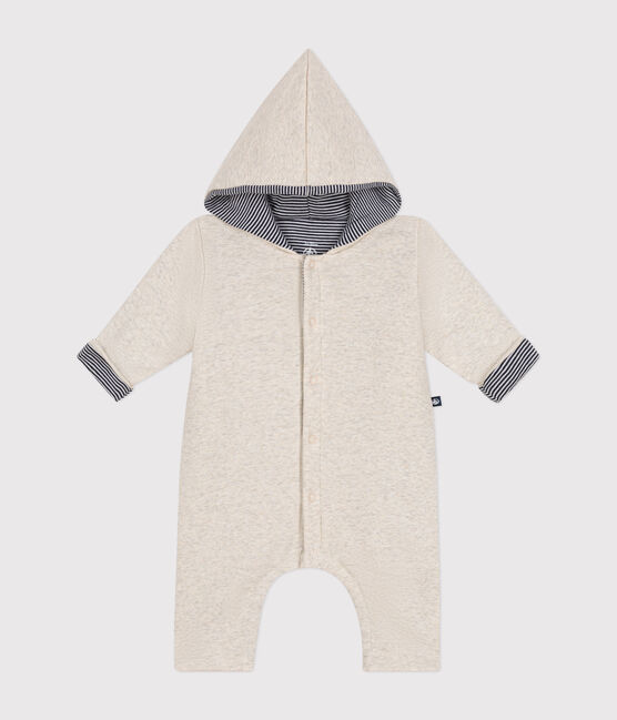 Mono largo de algodón enguatado con capucha para bebé beige MONTELIMAR CHINE