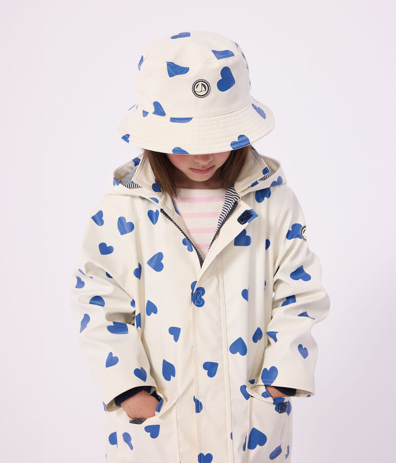 Gorro de lluvia infantil con estampado de corazones azul MILK/ CREPUSCULE