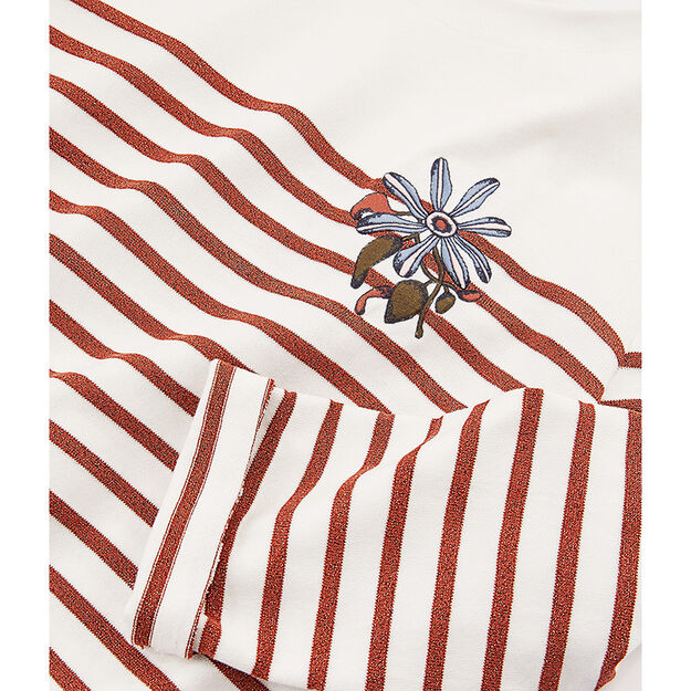 Jersey marinero manga larga para mujer blanco/rosa