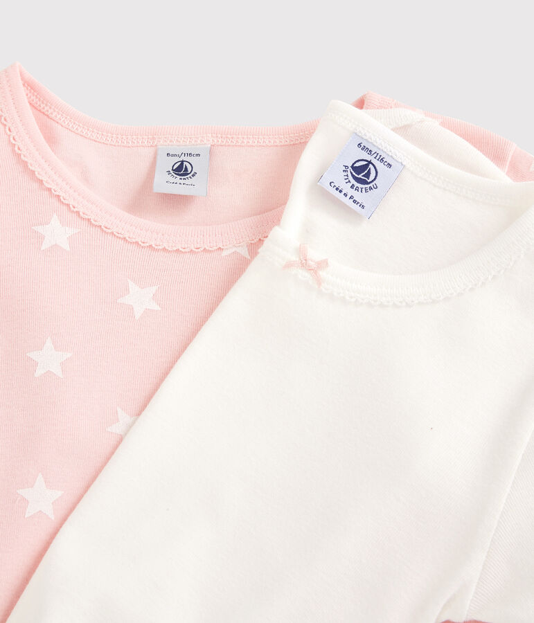 Juego de 2 camisetas de manga larga con estampado de estrellas de ni&ntilde;a de algod&oacute;n multicolor