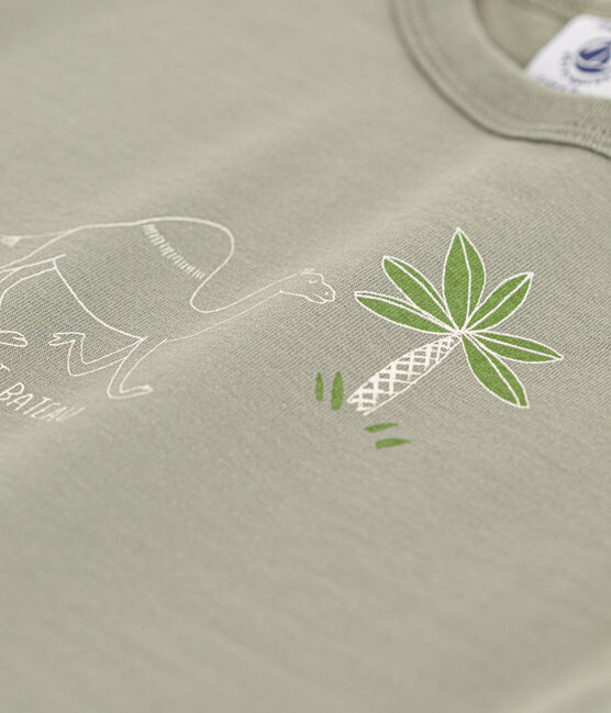 Camiseta de manga corta de punto con motivo para bebé verde MARECAGE
