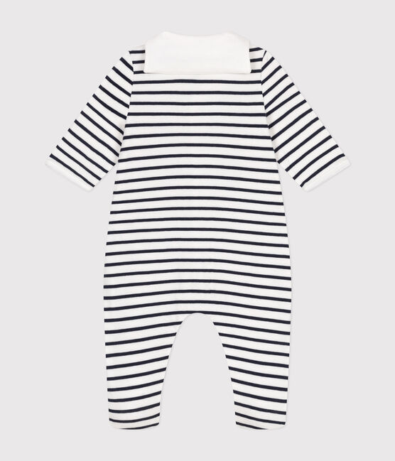 Pijama de túbico para bebé blanco MARSHMALLOW/azul SMOKING