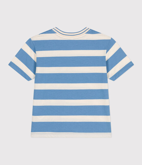 Camiseta infantil de manga corta de algodón con rayas azul ALASKA/ AVALANCHE