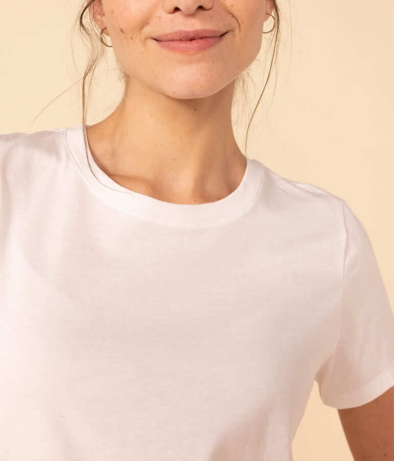 Camiseta LA RECTA de algod&oacute;n con cuello redondo para mujer blanco